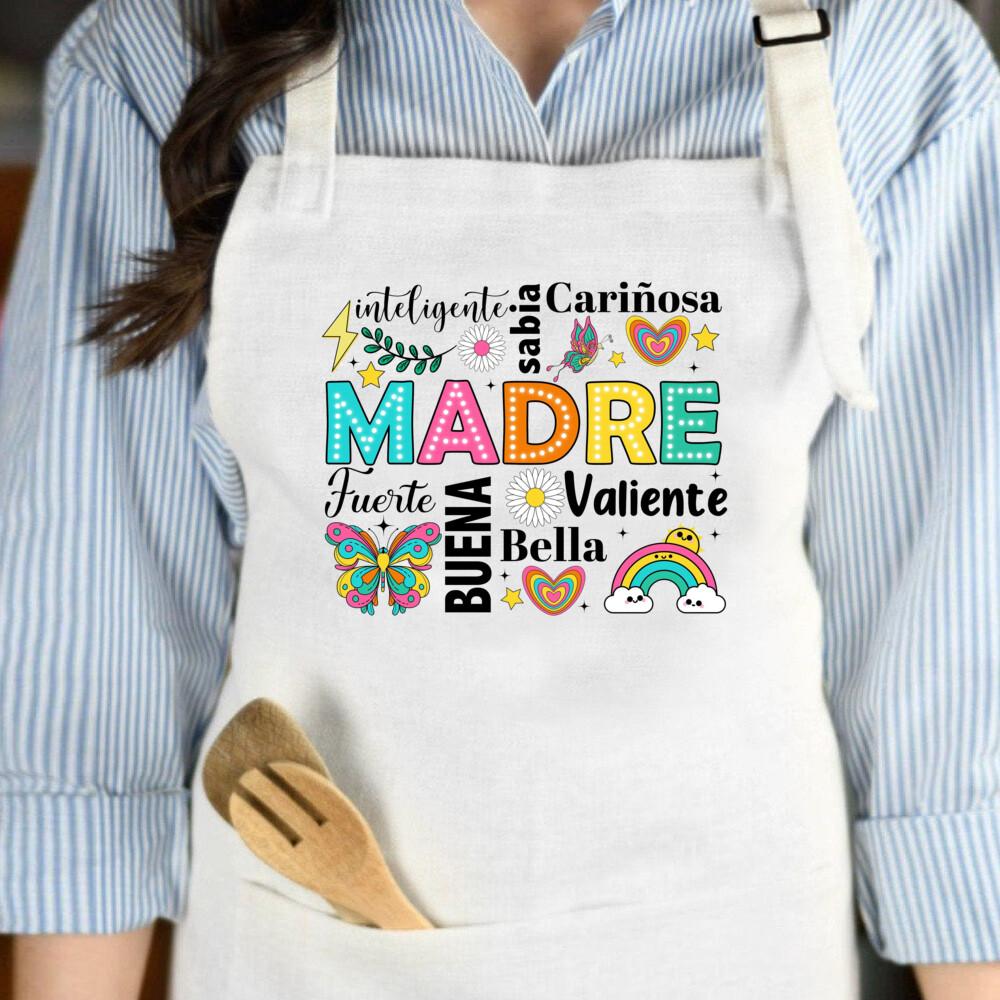 Smart Intelligent Brave Beautiful Mom Print Women Apron Mama Pocket for Cooking Baking Aprons Mother's Day Birthday Gift for Mom