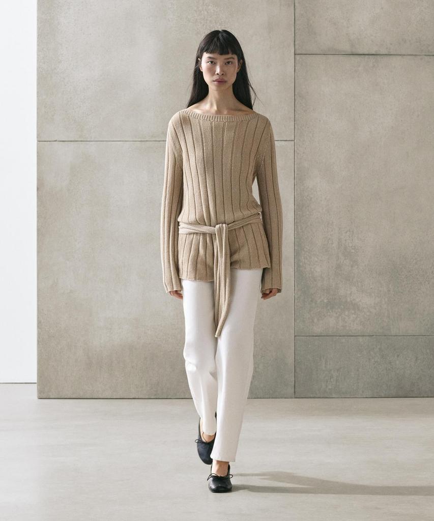 Masimodutti Cotton Blend Boat Neck Knit Sweater