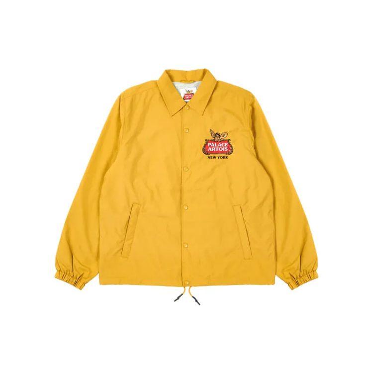 Palace X Stella Artois Collaboration FW21 Logo Print Coach Jacket Unisex Jacket Yellow P21STJK003