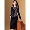 Meilannie Faux Mink Velvet French Romantic Color-block Knit Dress