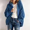 Women's Color Casual Hooded Sweatshirt, Loose Fit Long Sleeve Hoodie Jacket