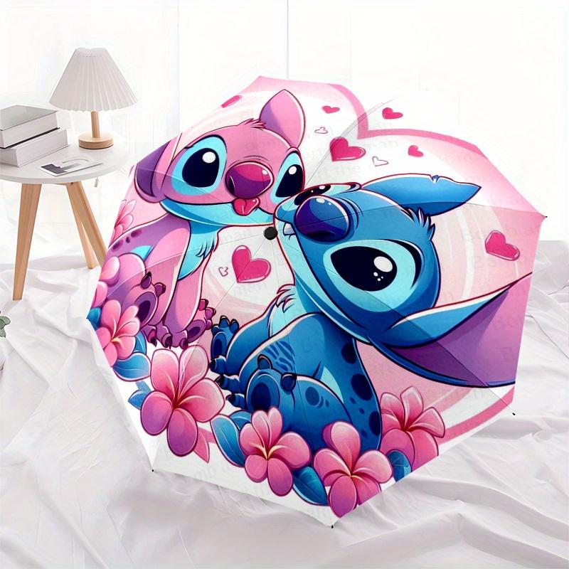 Stitch,Love Automatic Umbrella Tri fold Portable Umbrella, Best Holiday Gift for Men and Women, Durable Iron Frame, Playful Design, Sturdy