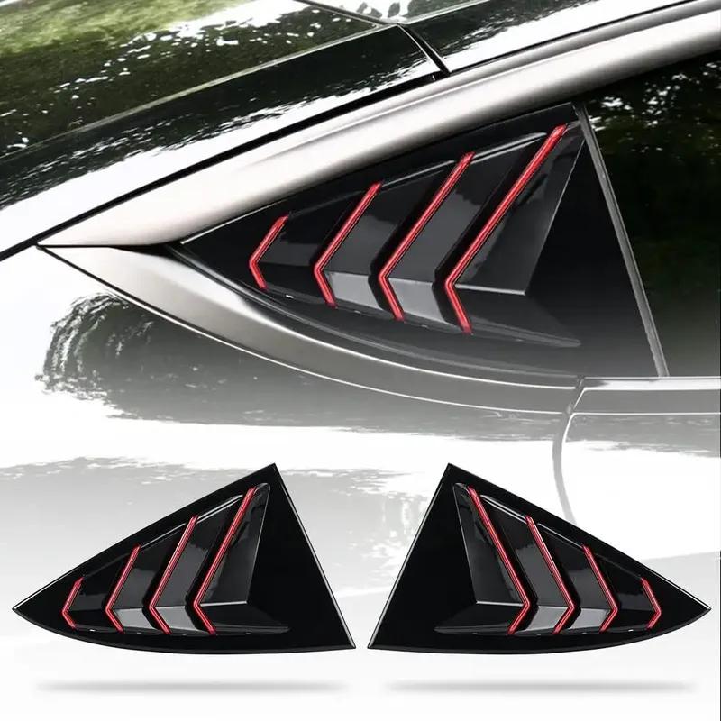 For Tesla Model 3 2017-2023 Car Rear Louver Window Side Shutter Cover Trim Sticker Vent Scoop ABS Carbon Fiber Red Accessories