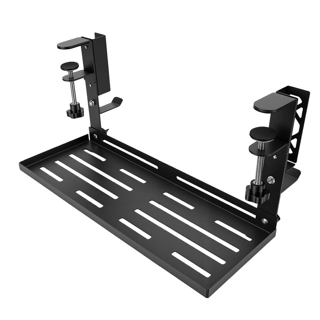 Under Desk Cable Management Tray Carbon Steel Metal Cord Wire Shelf Organizer with Clamp Mount for Home Office Standing