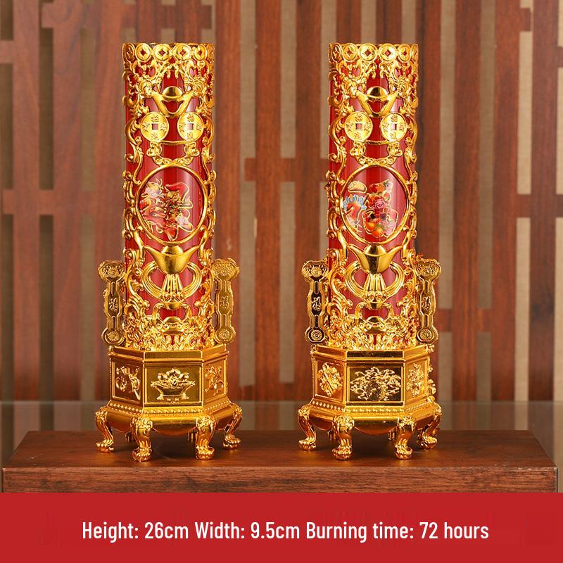 Smokeless Crystal Candle for Buddha Offerings, Housewarming, or New Year Celebrations - Windproof Red Butter Lamp