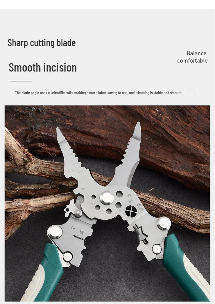 Industrial Grade Multi-Functional Electrician Pliers: Wire Stripper, Twister, Splitting, and Skinning Tool