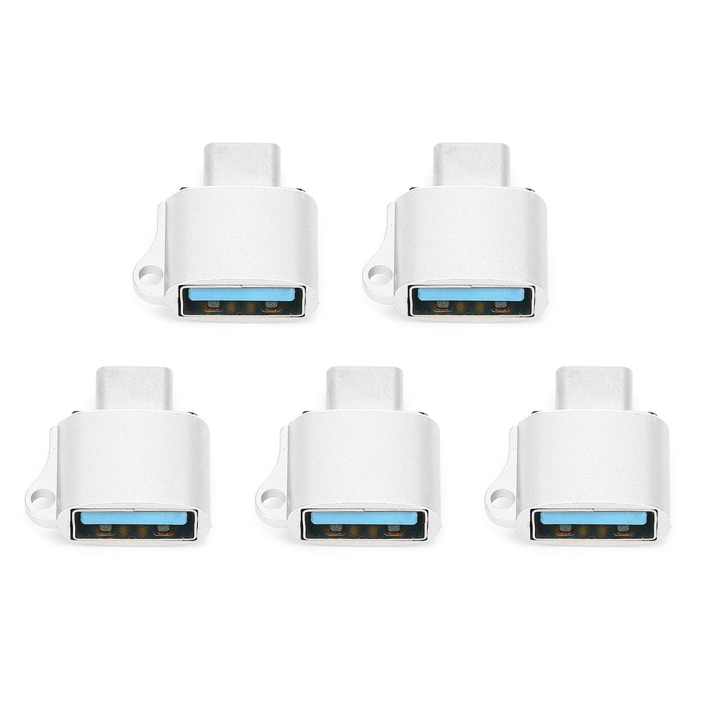 5Pcs TypeC Male to USB2.0 OTG Adapter Portable Data Converter Computer Accessory(Silver )