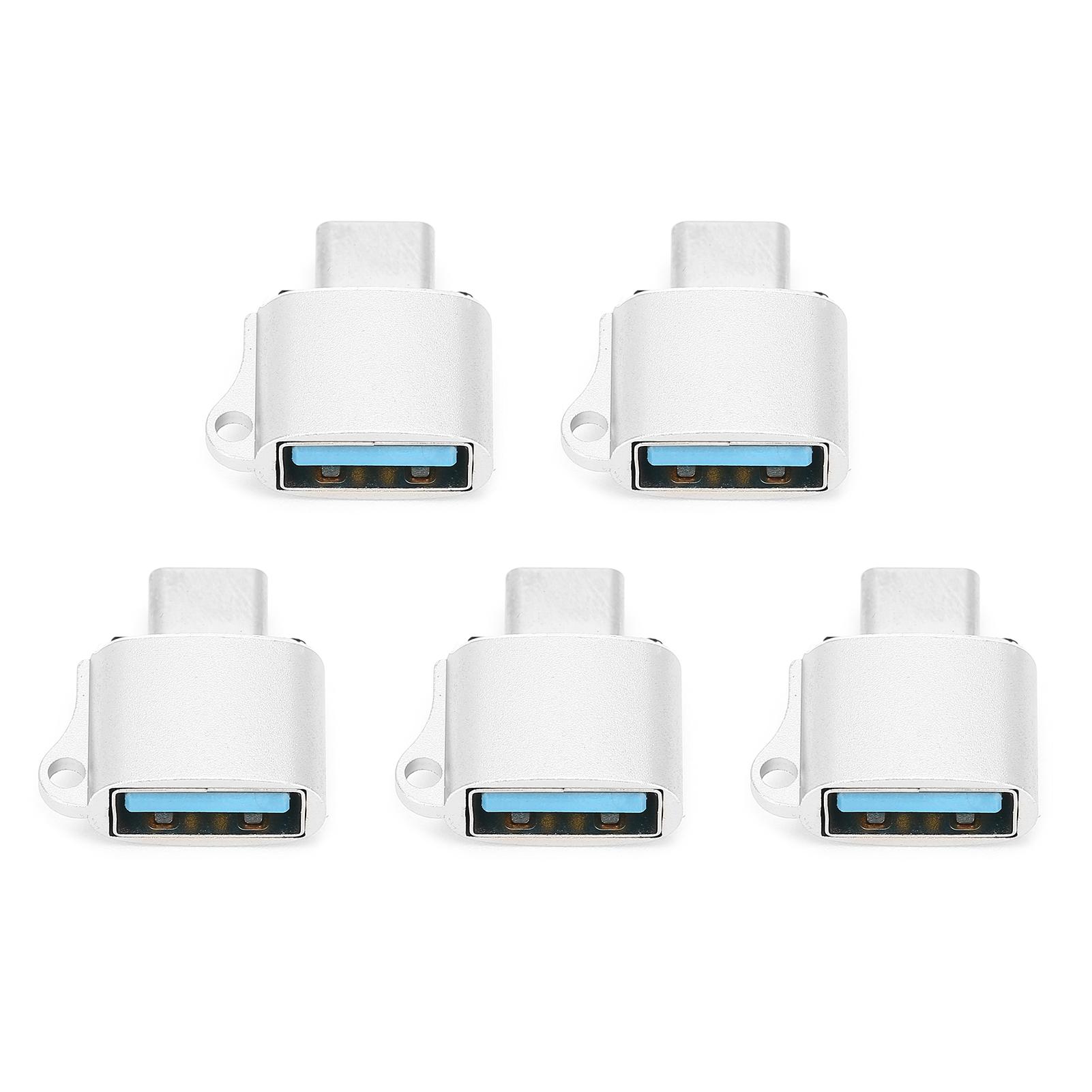 

5 шт. TypeC Male to USB2.0 OTG адаптер портативный преобразователь данных компьютерный аксессуар(Серебряный ) серебряный