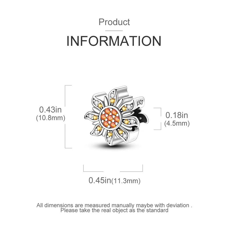 Charms Platashiny Orange Sunflower Flowers Beadss Fit Originalbracelets Charms For Women Jewelry Diy Making Fine Gifts