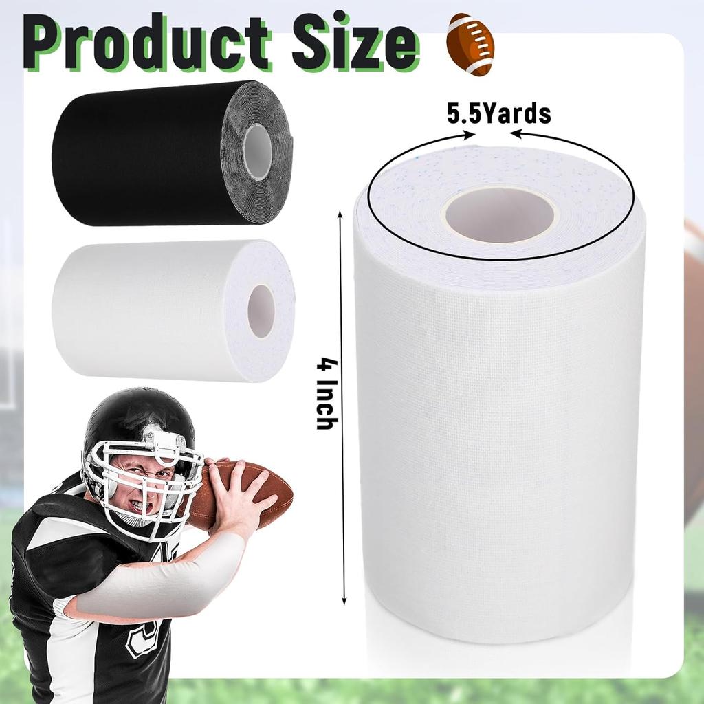 2 Rolls of Extra Wide Waterproof Ultra Adhesive Arm Tape for Football Kinetic Athletic Sports Tape for Athletic Sports Protects Grass White and Bl