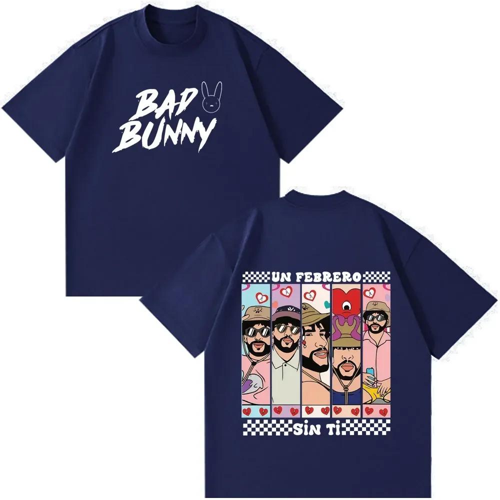 Bad Bunny Fashion Print Unisex Casual Short Sleeve Loose Fit Pure Cotton Hip Hop Plus Size TShirt Women And Unisex Fashion TShirt