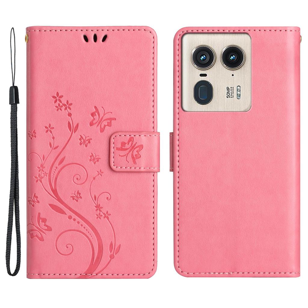 Für Motorola Edge 50 Ultra 5G/Moto X50 Ultra 5G Hülle Schmetterling Blume Lederhülle