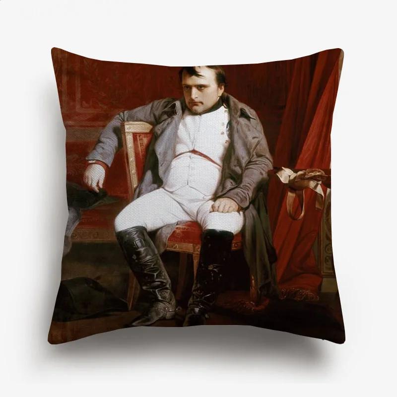The Emperor Napoleon Cushion Covers European Neoclassicism Retro Vintage Portrait Oil Painting Decorative Pillows For Sofa