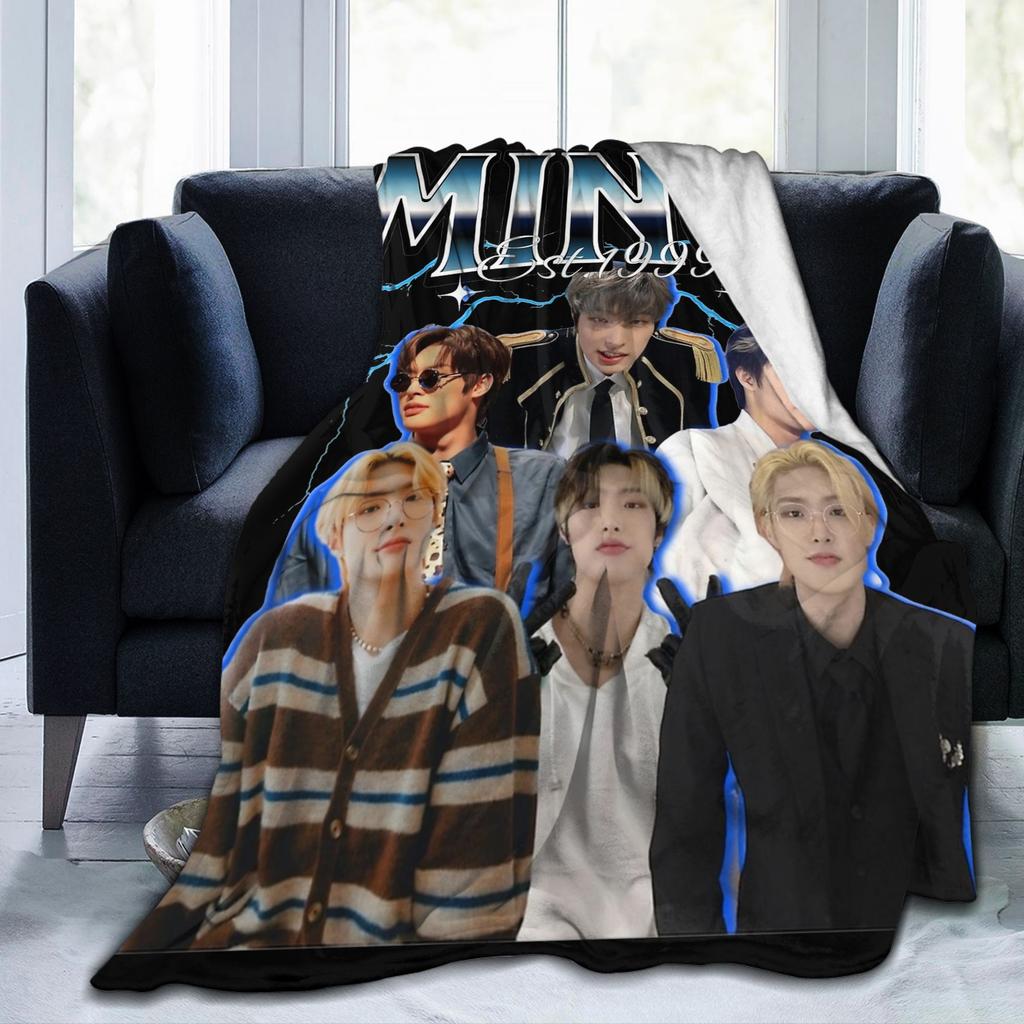 Korean Kpop Ateez MINGI Blanket Flannel Printed  Breathable Super Warm Throw Blankets for Home Travel Bedding Throws