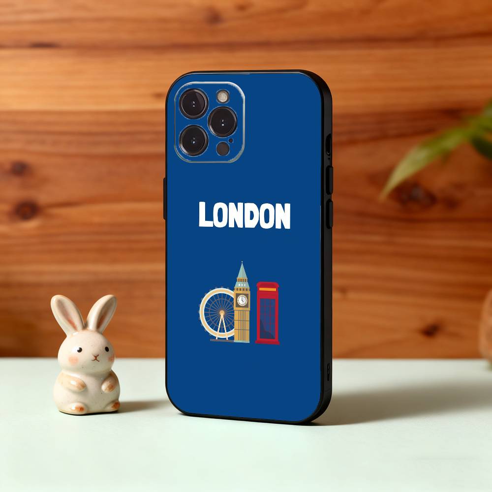 London Whispers Phone Case For iPhone17,16,15,14,13,12,Plus,Pro Max, 5G Others Soft Black Cover