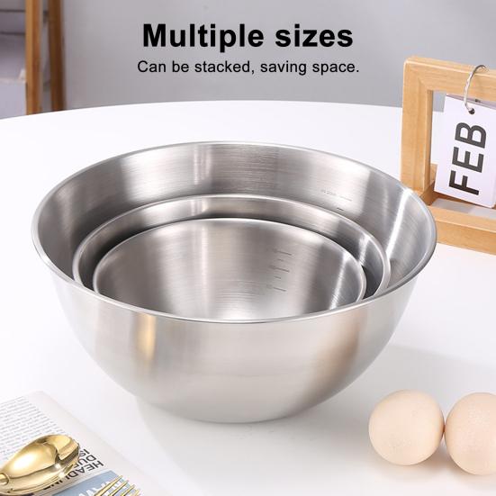 Stainless Steel Mixing Bowls Heavy Duty Nesting Salad Mixing Bowls with Scale