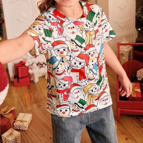 

Детская футболка с 3D-принтом, летняя футболка с круглым вырезом и короткими рукавами для девочек, футболка с принтом Love Christmas 170