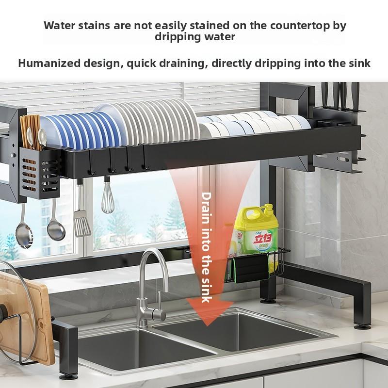 Wall Hanging Dish Drainer For Kitchen Counter With Drainage And Storage Function