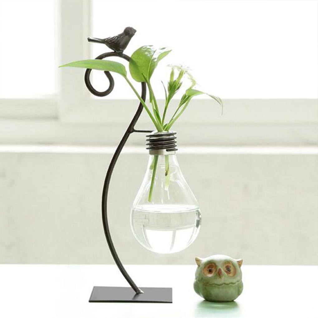 Fashionable Aquatic Vase With Unique Light Bulb For Exquisite Home Decor Container Bracket Set