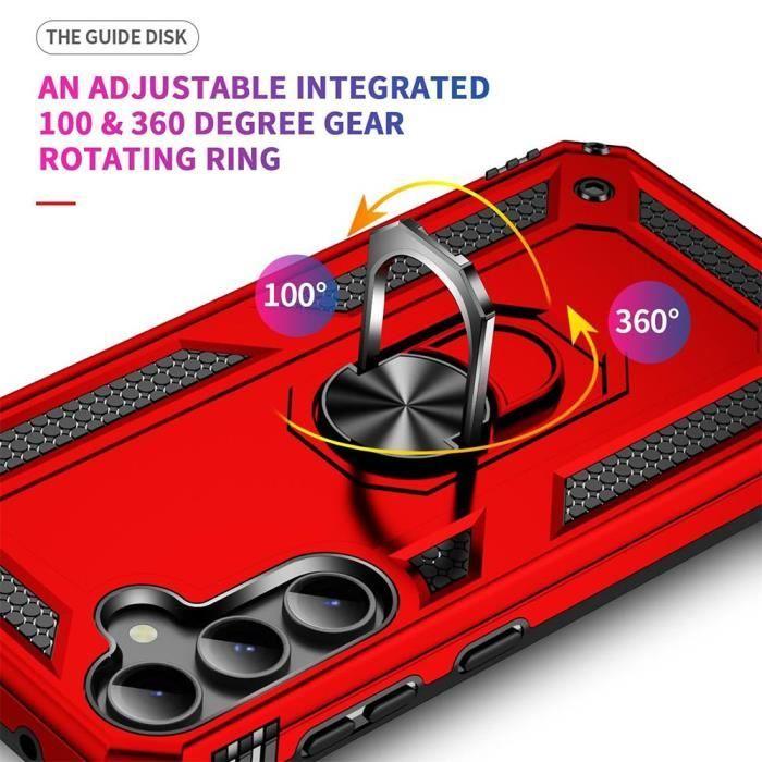 Coque de protection - Samsung - Galaxy S23 FE - Rouge - Ultra Résistante - Support Métallique