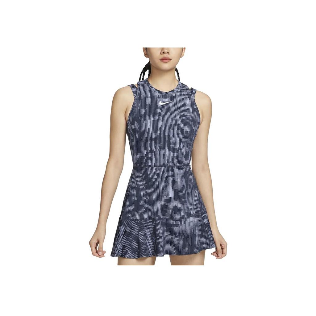 Nike Dri-Fit Court Slam Casual Crew Neck Sleeveless Dress With Logo Women Dresses Lightning-Blue FQ2492-437