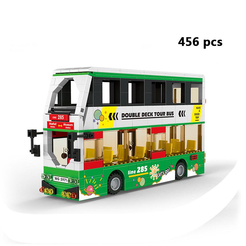 Technical Tour Bus Car City Vehicle School Bus Container Truck Building Blocks Goods Vehicle Creative MOC Racing Toys