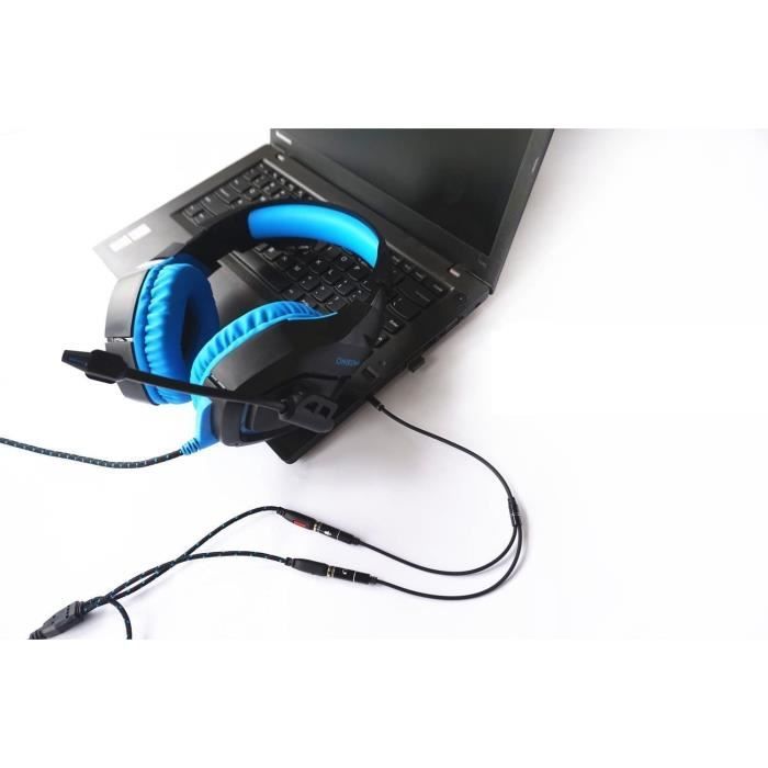Adaptateur Audio et Micro - Compatible Smartphone PS4 Xbox One - Jack 3.5 mm - 35 cm - Noir