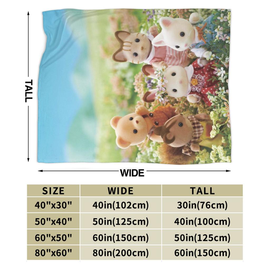 Super Soft Sylvanian Families Throw Blanket Premium Flannel Fleece Lightweight  Bed Blanket Cozy Warm Blankets All Season Use
