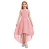 Abito Elegante da Ragazza Monospalla Senza Maniche Design Ruched Lucido con Perline Vita Alta Orlo Alto-Basso Abito da Festa