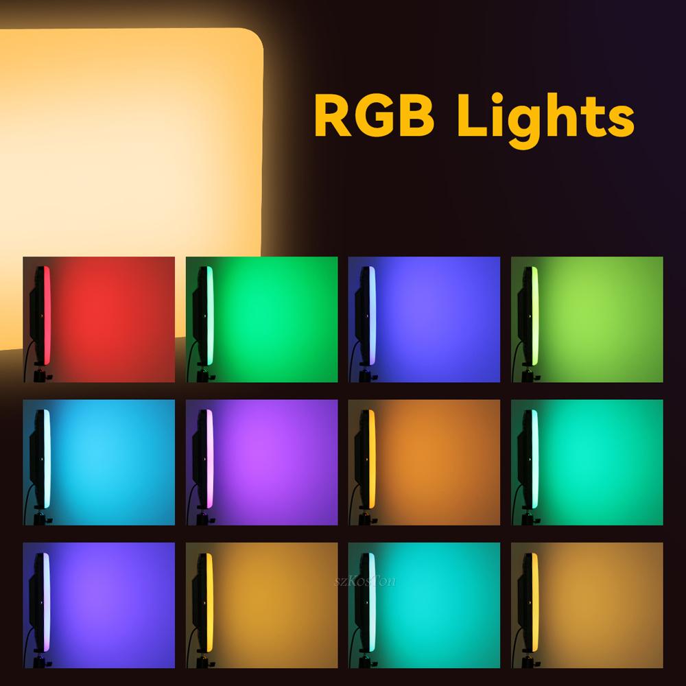 RGB LED Video Lights Conference Photography Lighting Selfie Light Photo Studio Lamp With Tripod for Shoot Live Streaming TikTok