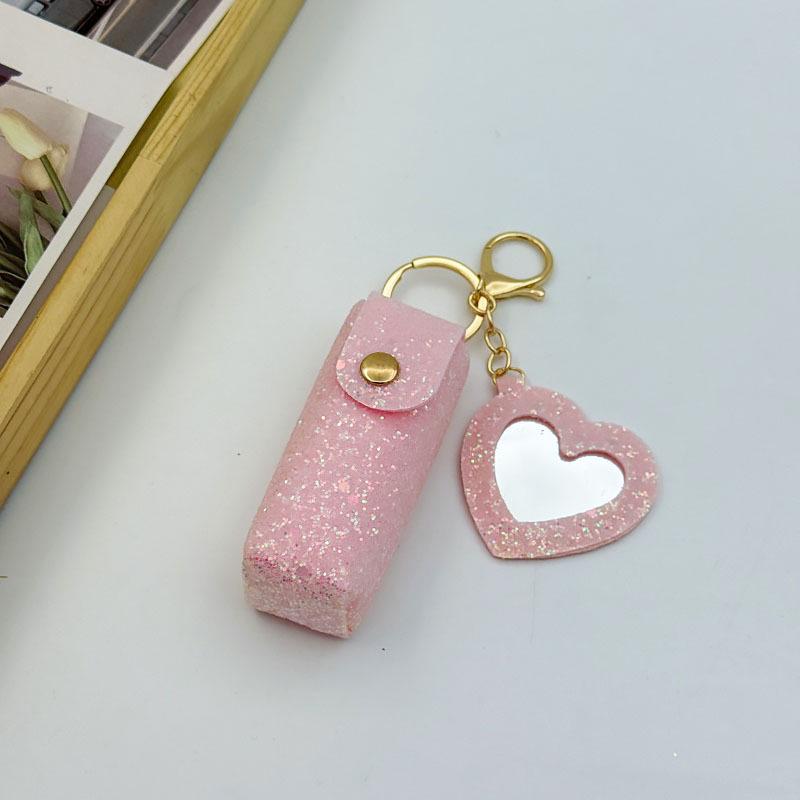 Compact Leather Lipstick Organizer Keychain: Elegant Mini Bag Pendant Accessory