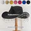 Men's and Women's Top Hats Y1K Style, Three-dimensional Rhombus Sequins with Rhinestone Tassel Fashion Cowboy Hat Music Dance
