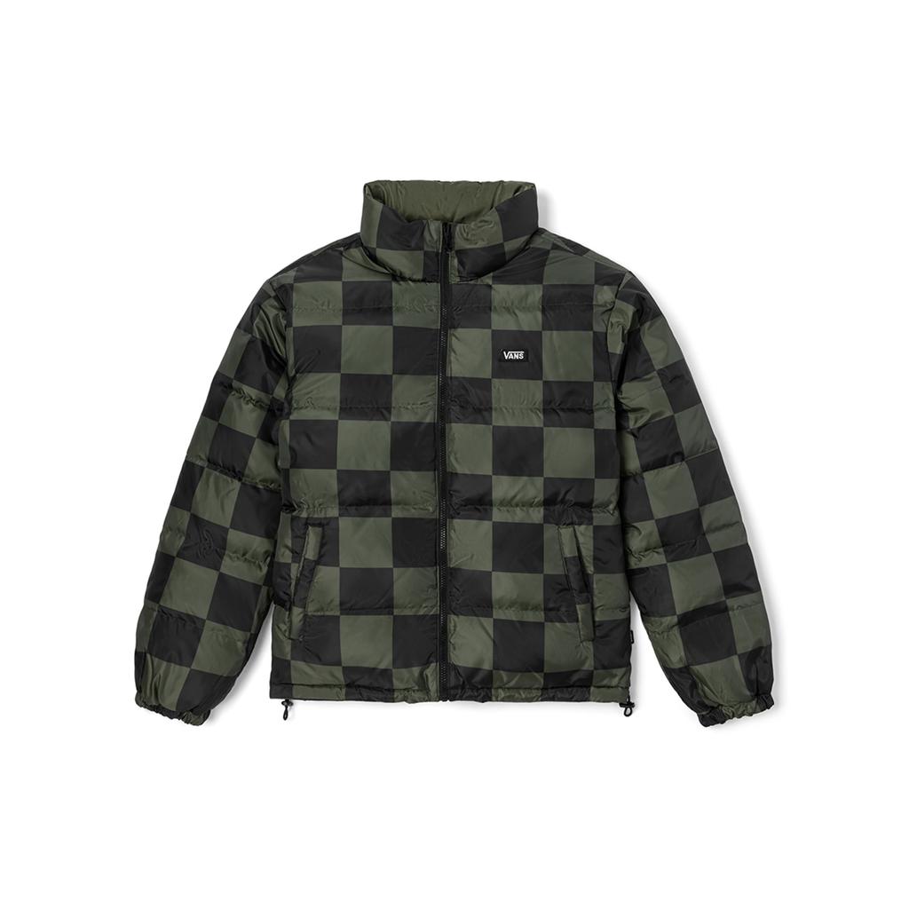 Vans Reversible Checkered Long Sleeve Stand Collar Down Jacket Unisex Outerwear Olive-Green VN00090RKCZ
