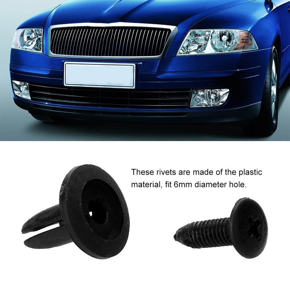Car Door Panel Trim Clips   Bumper Fastener Push Rivet Retainer 50pcs Black Plastic 6mm   Fit for Sedan   Hatchback