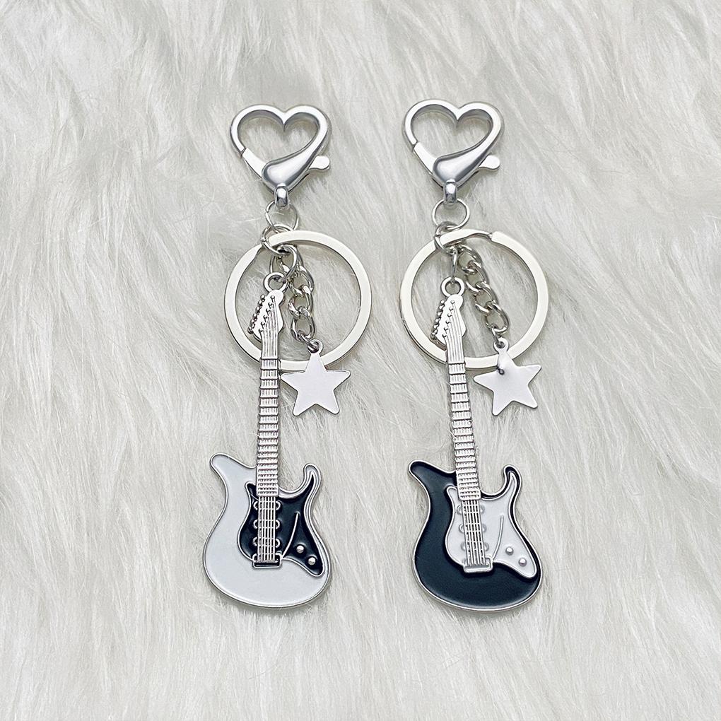 Stylish Keychain For Music Lovers Easy To And Durable Alloy Guitar Pendants Keychain Key Chains