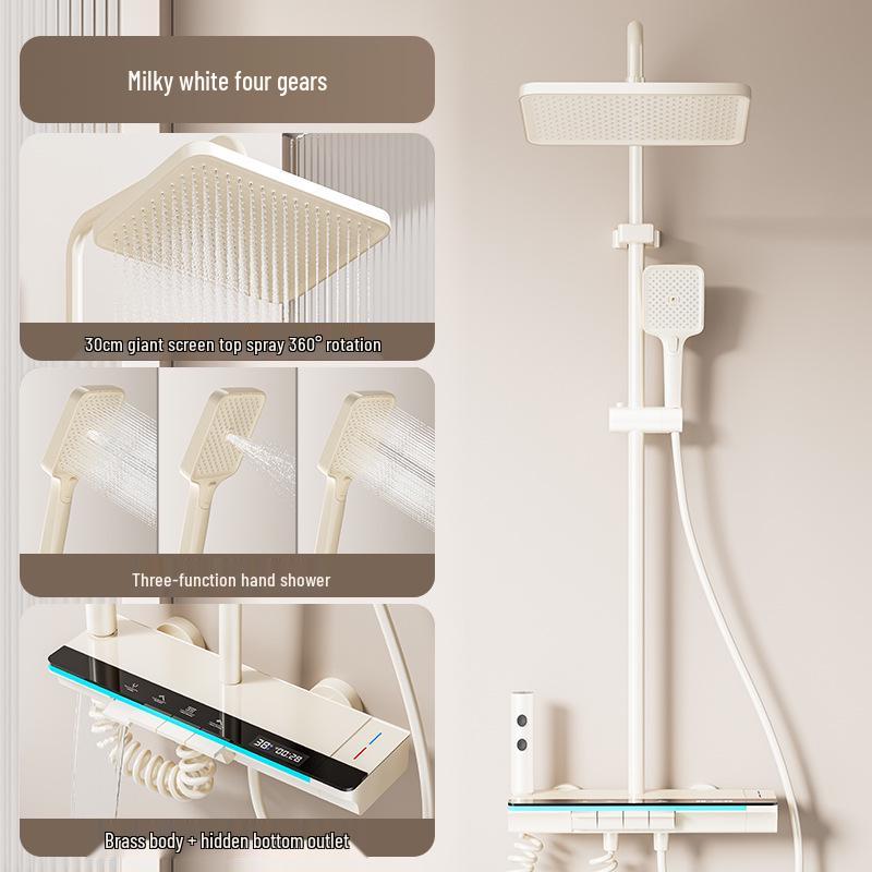 Complete Smart Thermostatic Shower Head Set - Pressurized and Multifunctional