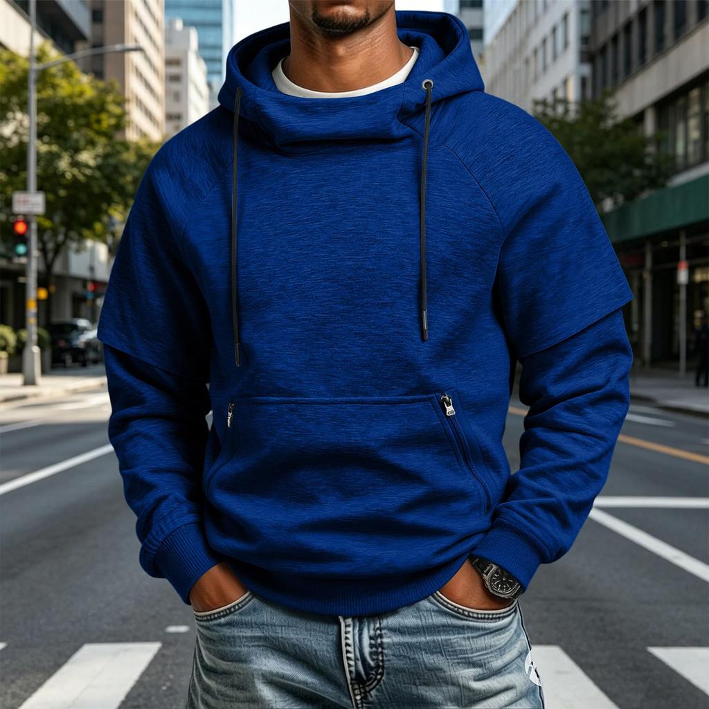 Men's Casual Long Sleeve Pullover Hoodie with Round Neck Sweatshirt for Sports and Everyday Wear