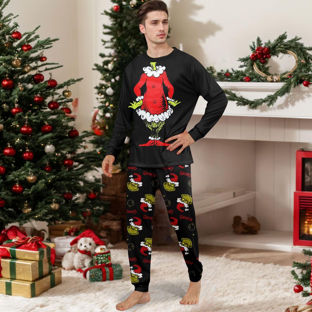 Pigiama Carino Set Famiglia Stampa, Abbigliamento da Casa, Set Famiglia Top a Maniche Lunghe Pantaloni