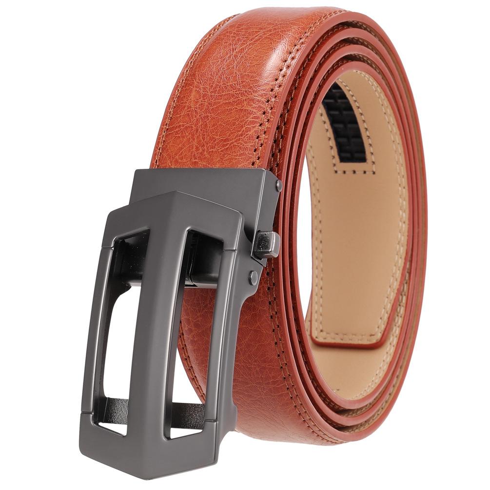 1Pcs Business Automatic Buckle Belt Personalized Men'S Belt, Two-Layer Cowhide Ly55-561776-3