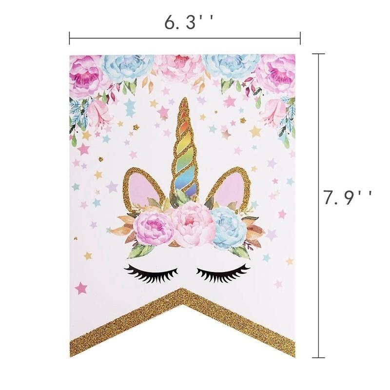 Happy Birthday" Letters Banner Garland Glittering Paper Flag Kids Birthday Party Decor