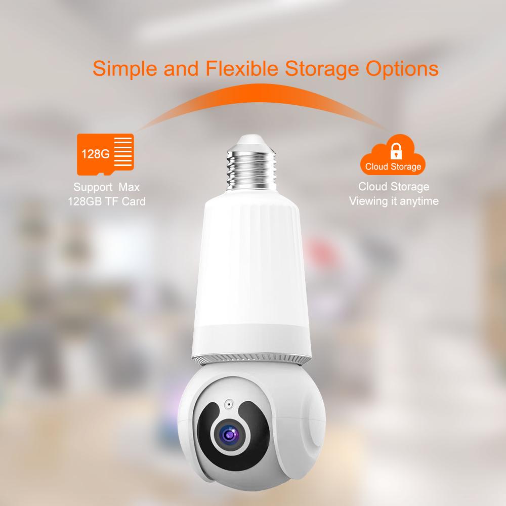 5MP CCTV Home Wireless WiFi Camera Bulb E27 Full Color Night Vision Automatic Tracking Security Camera for V380 Pro App
