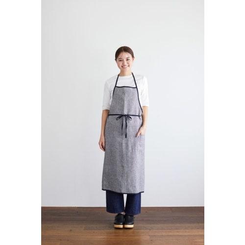 fog linen work Linen Piping Apron, Black and White Houndstooth, LKA117-BKCHE