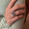 Chic Minimalist Korean Inspired Rhinestone Floral Ring For Fashionable Women