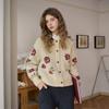 Simple Retro Sr_Rose Jacquard Knitted Cardigan_2Color