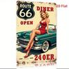 Vintage Americana Klassisk Bil Diner Metallplåt Väggskylt Garage Bar Dekor