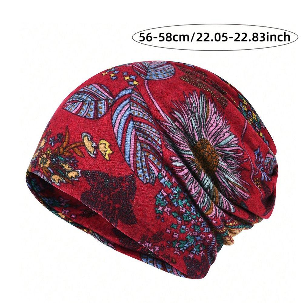 Multifunctional Turban Hats Plaid Print Casual Hedging Cap Autumn and Winter