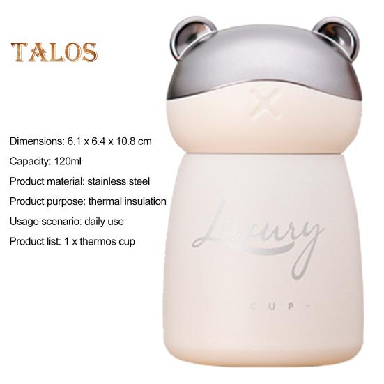 Sticla izolată de 120 ml, ușor de transportat, menține cald din oțel inoxidabil, sticlă izolată în formă de mini urs pentru școală