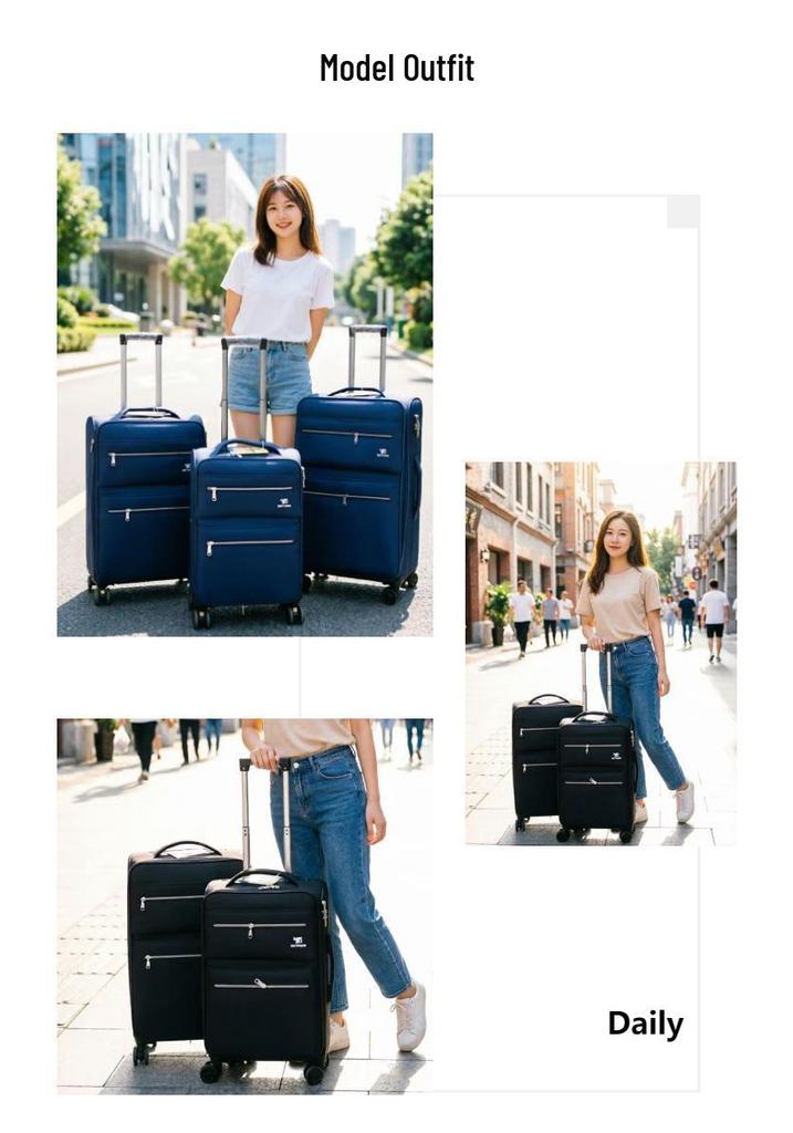 Upgraded Large Capacity Business Trolley Suitcase with Front Zipper and Universal Wheels