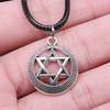 45cm Necklace Leather Chain Big Hexagram Celtic Vintage Jewelry Supplies QN036