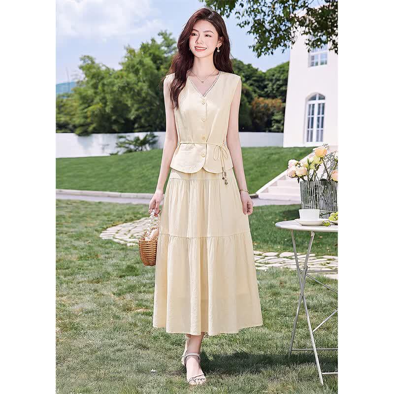Women's Elegant Vest & Skirt Two-Piece Set